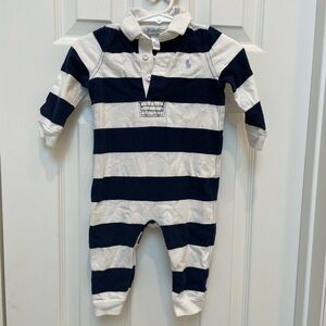 Striped Navy and White Baby Boy Romper